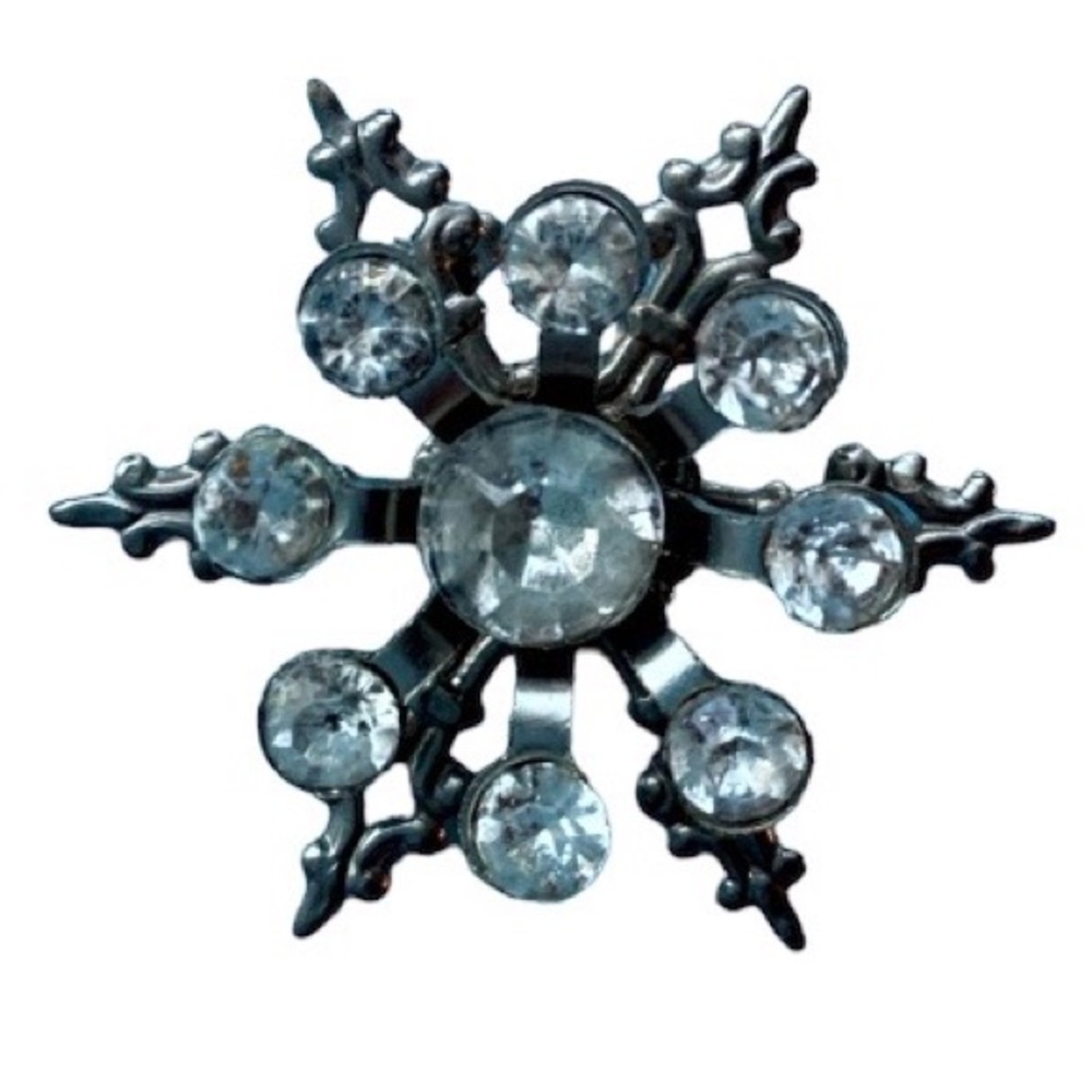 Vintage Clear Crystal Rhinestone Starburst Pin Brooch Winter Holiday Jewelry